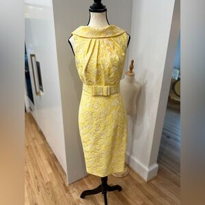 Jackie O style Yellow Midi Dress